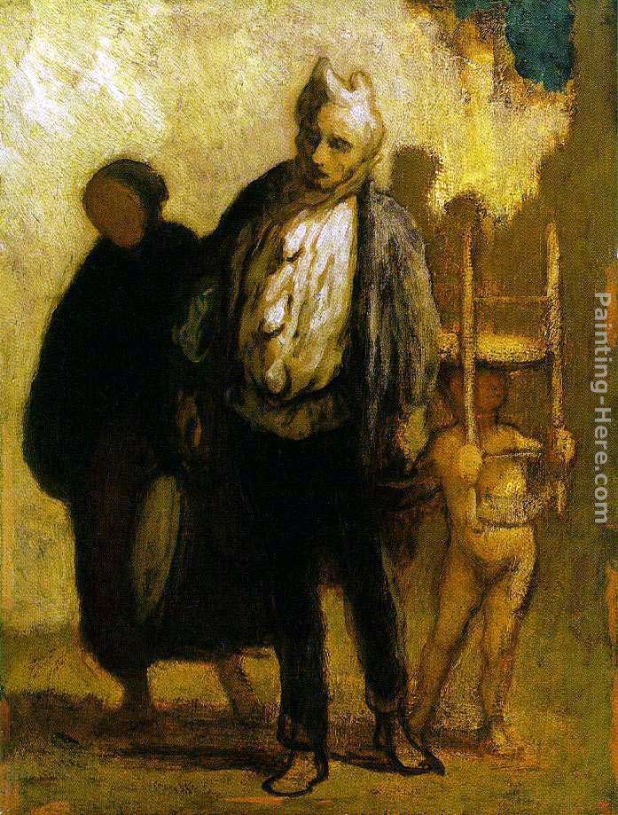 Wandering Saltimbanques painting - Honore Daumier Wandering Saltimbanques art painting